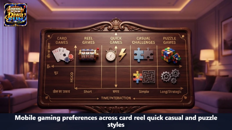 Mobile gaming preferences across card reel quick casual and puzzle styles
