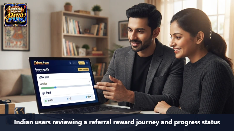 Indian users reviewing a referral reward journey and progress status